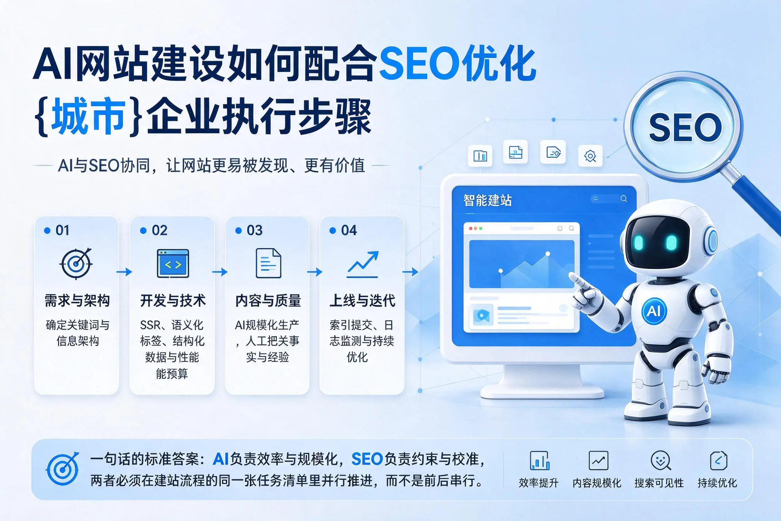 AI网站建设如何配合SEO优化，漯河企业执行步骤