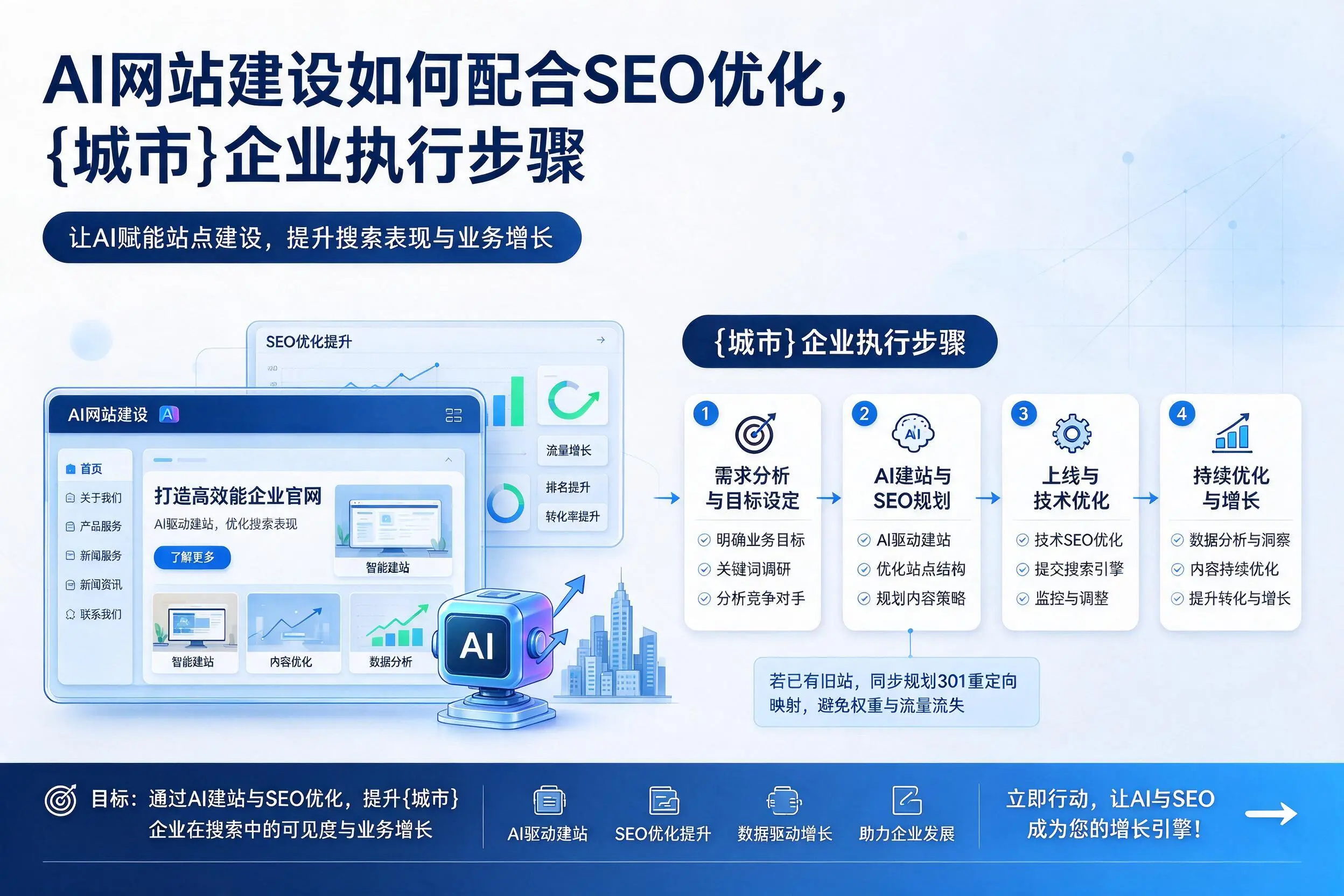 AI网站建设如何配合SEO优化，漯河企业执行步骤