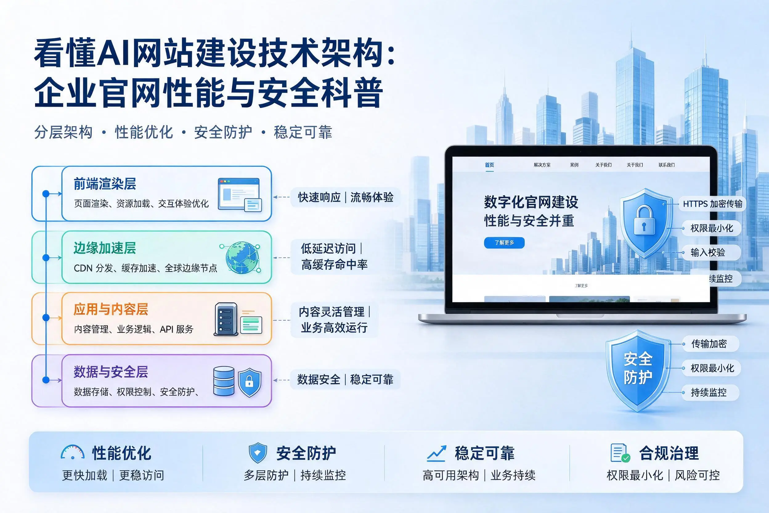 看懂AI网站建设技术架构：漯河企业官网性能与安全科普