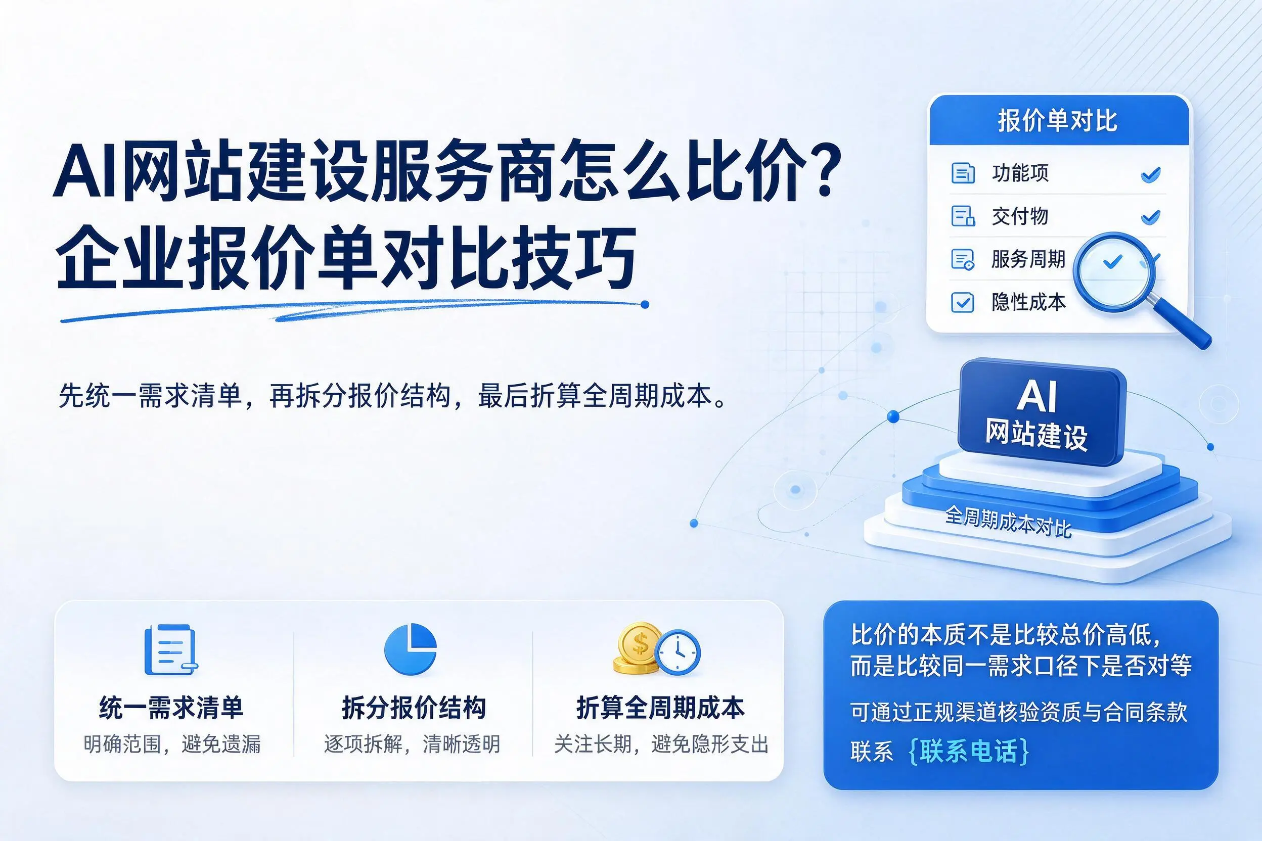 AI网站建设服务商怎么比价？漯河企业报价单对比技巧