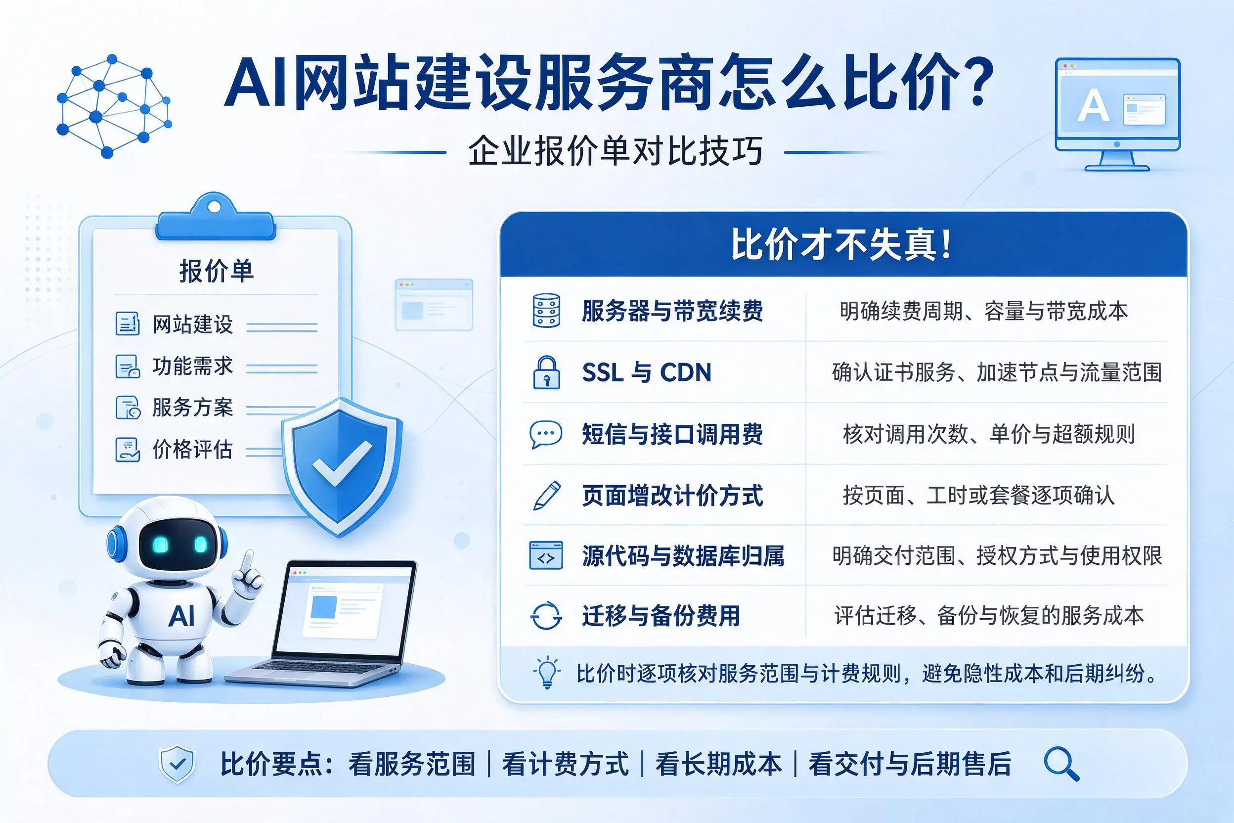 AI网站建设服务商怎么比价？漯河企业报价单对比技巧