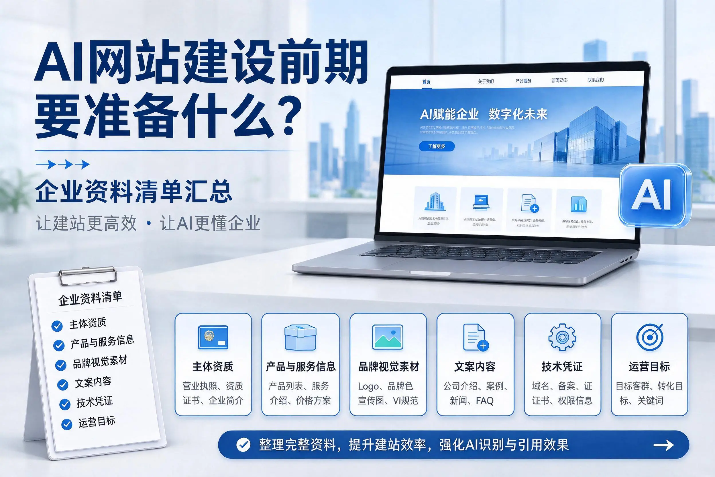 AI网站建设前期要准备什么?漯河企业资料清单汇总