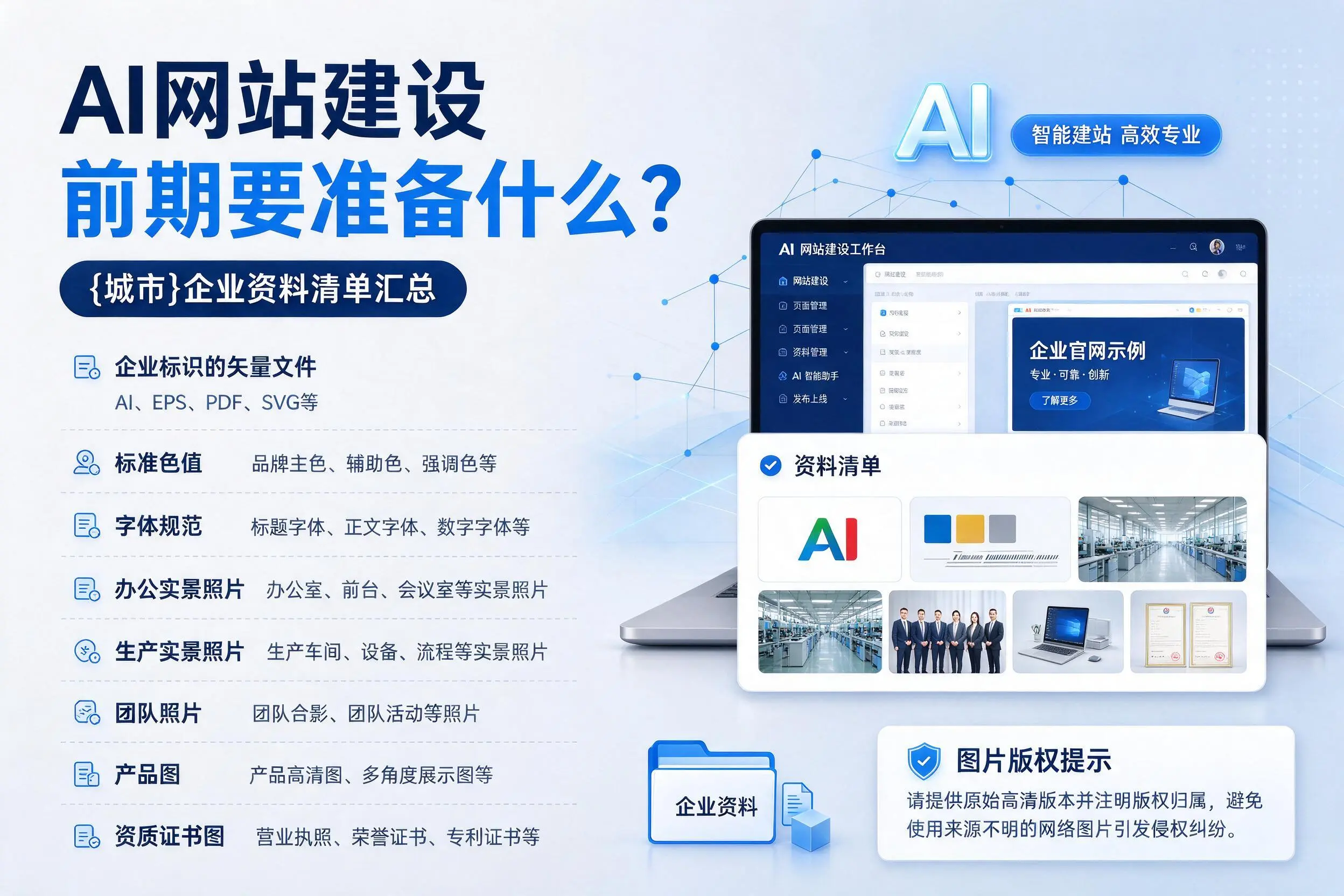 AI网站建设前期要准备什么?漯河企业资料清单汇总