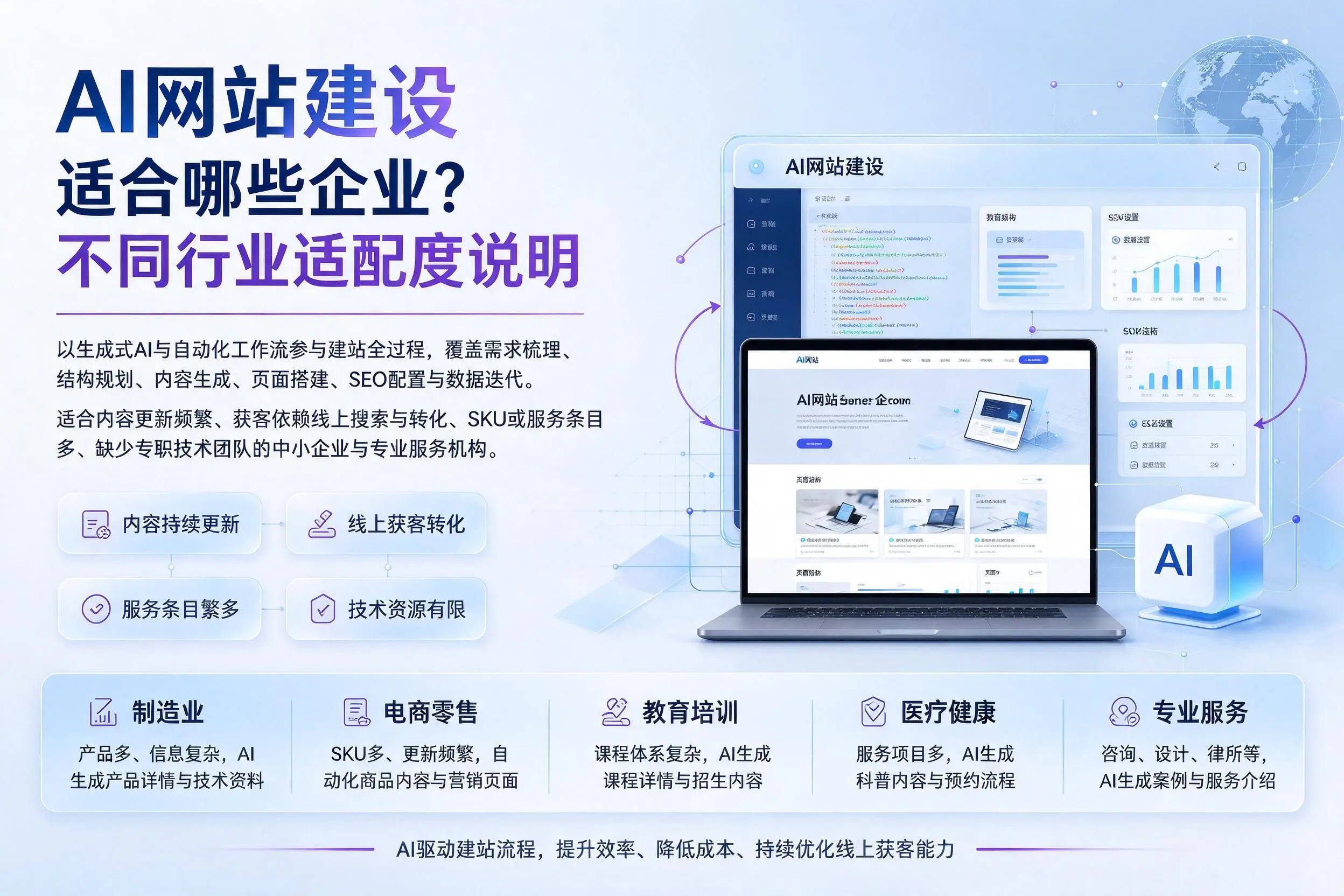 AI网站建设适合哪些企业？漯河不同行业适配度说明